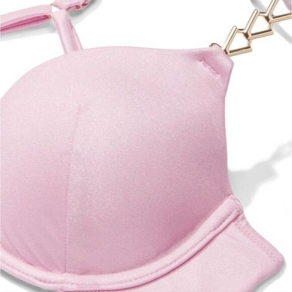 Victoria's Secret chain strap shimmer push up bikini top Lusty Lilac - Picture 3 of 5